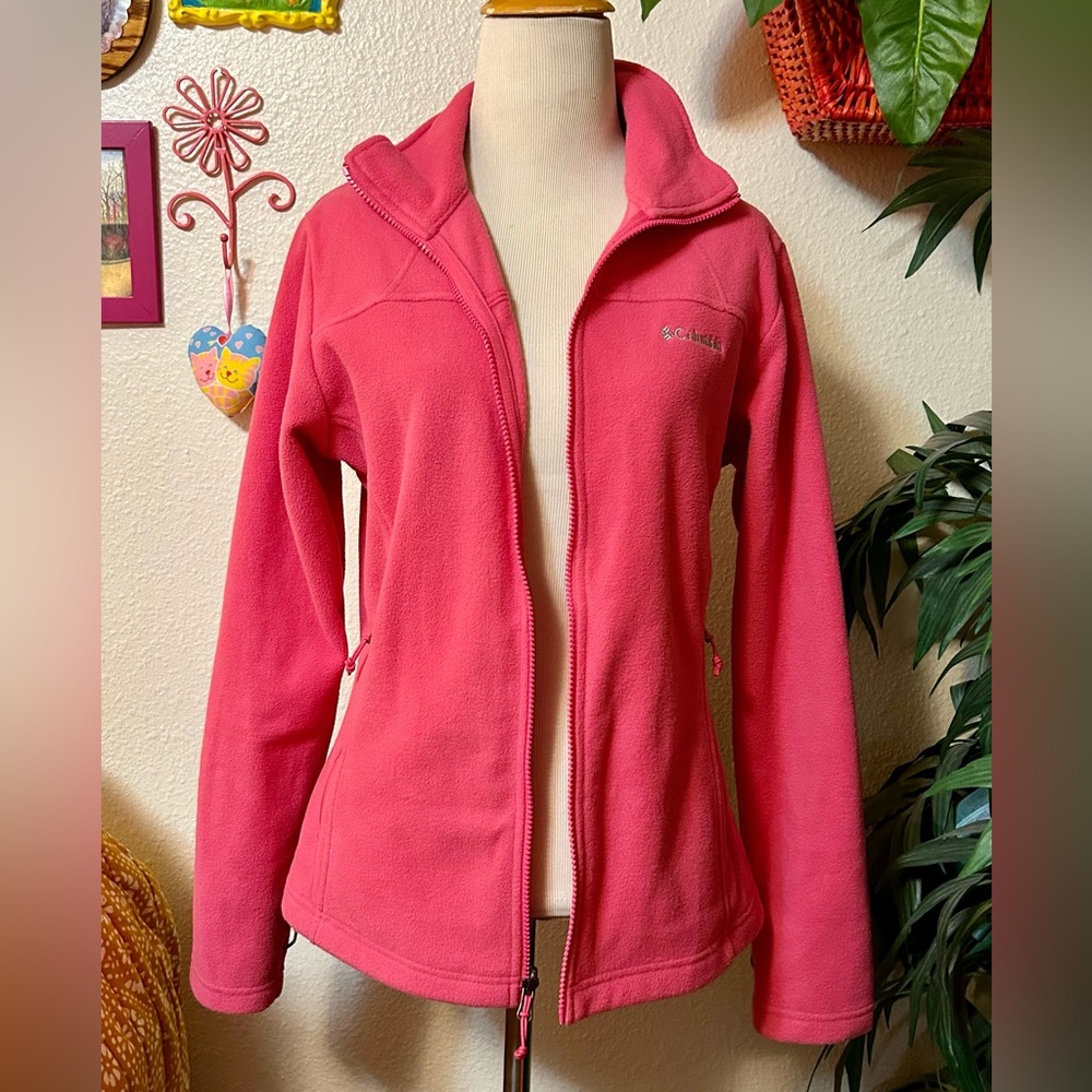 Size M Columbia Sportswear pink zip up fleece jacket